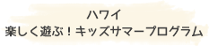 ハワイ 楽しく遊ぶ！キッズサマープログラム